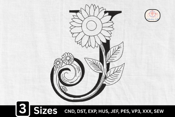 Botanical Sunflower Monogram for Apparel