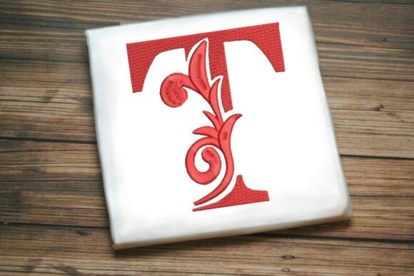 Flourished Leaf Monogram T: A Designer’s Stitch Test