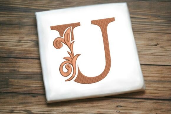 Flourished Leaf Monogram U: Elegant Embroidery